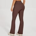 thumbnail image 4 of HXWCHs Junior's Foldover Bootcut Yoga Pants Comfy Lounge Active Pants Brown L, 4 of 5