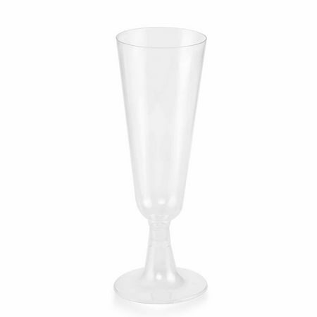 La Femme Clear Glitter - BalsaCircle 12 pcs 5 oz Clear Plastic Glittered Champagne Flutes - Disposable Catering Tableware Wedding Party