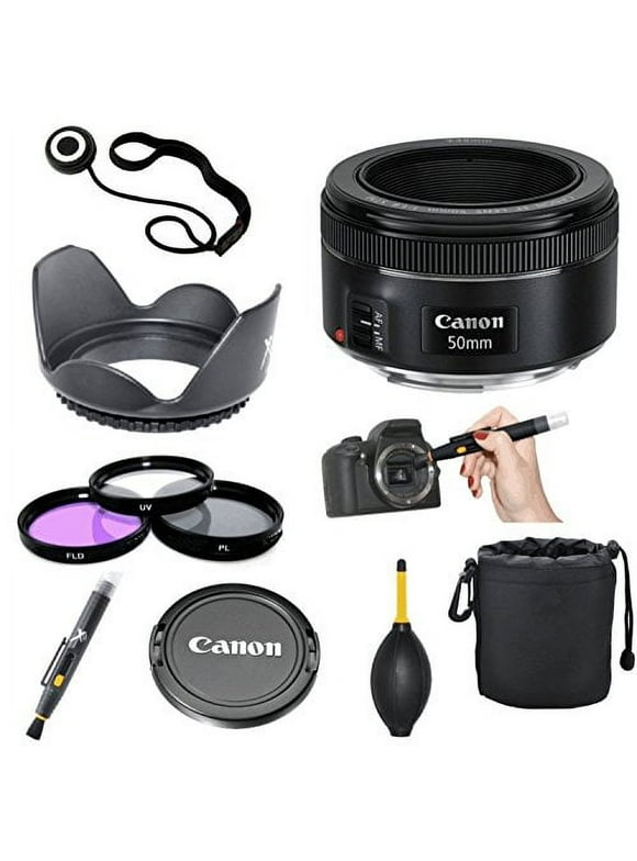 Canon EF 50mm f/1.8 STM + Commander 3pc Filter Kit + 2 In 1 Lens Pen + Dust Blower + Lens Hood + Lens Pouch + Cap Keeper