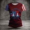 thumbnail image 4 of Domzest 9/11 25th Anniversary Shirt Womens Never Forget Patriotic American Flag Shirt Short Sleeve Crew Neck Tee Deep Red XL, 4 of 6