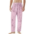 thumbnail image 6 of Hearthz Mens Flannel Pajama Pants Pink Winter Thick Thermal Drawstring Lounge Pants Sleep Bottoms Elastic Waisted Mens Sleep Pants with Pocket, 6 of 10