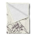 thumbnail image 2 of Mountain Soft Flannel Fleece Blanket, Doodle Mountains with a House and Deer Nature My Home Theme Sunrise Scenery, Cozy Plush for Indoor and Outdoor Use, 60" x 80", Ivory Mauve Taupe, by Ambesonne, 2 of 5