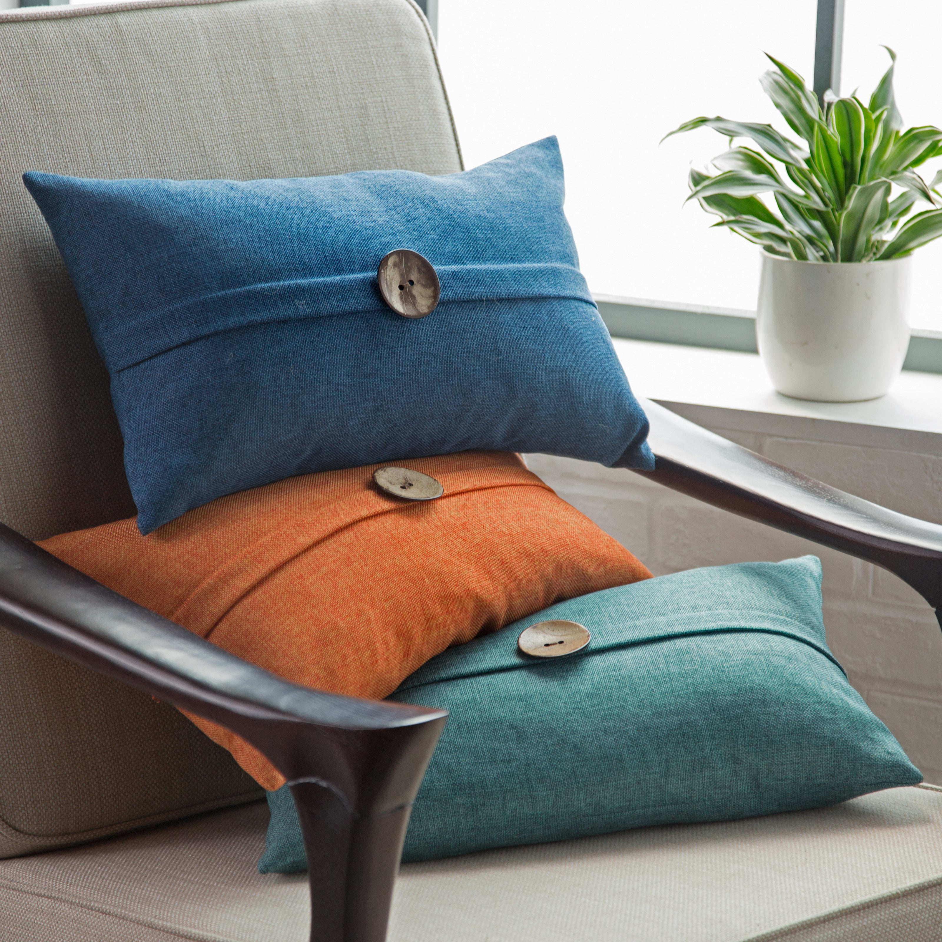 Thro By Marlo Lorenz Mackenzie Textured Weave Button Pillow Nile