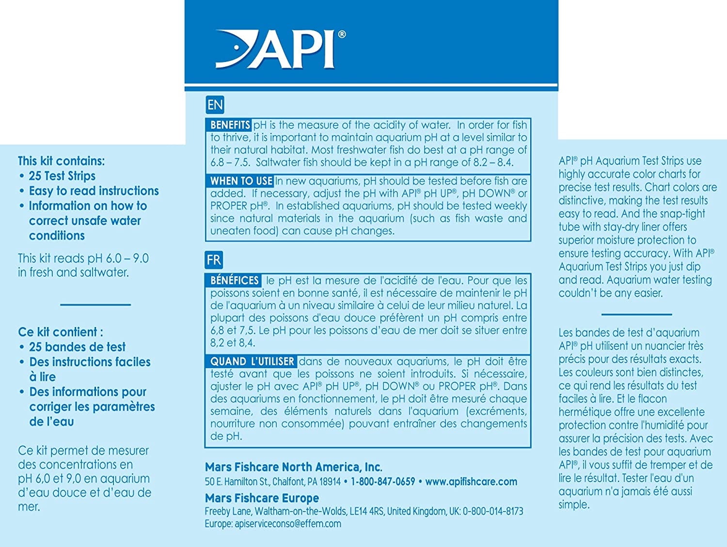 API pH Test Strips for Freshwater and Saltwater Aquariums [Aquarium Water Test Kits, Aquarium Supplies] 75 count (3 x 25 ct)