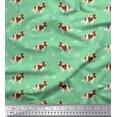 thumbnail image 1 of Soimoi Green Georgette Viscose Fabric Bird,Paw & Cocker Spaniel Dog Print Sewing Fabric Yard 42 Inch Wide, 1 of 3