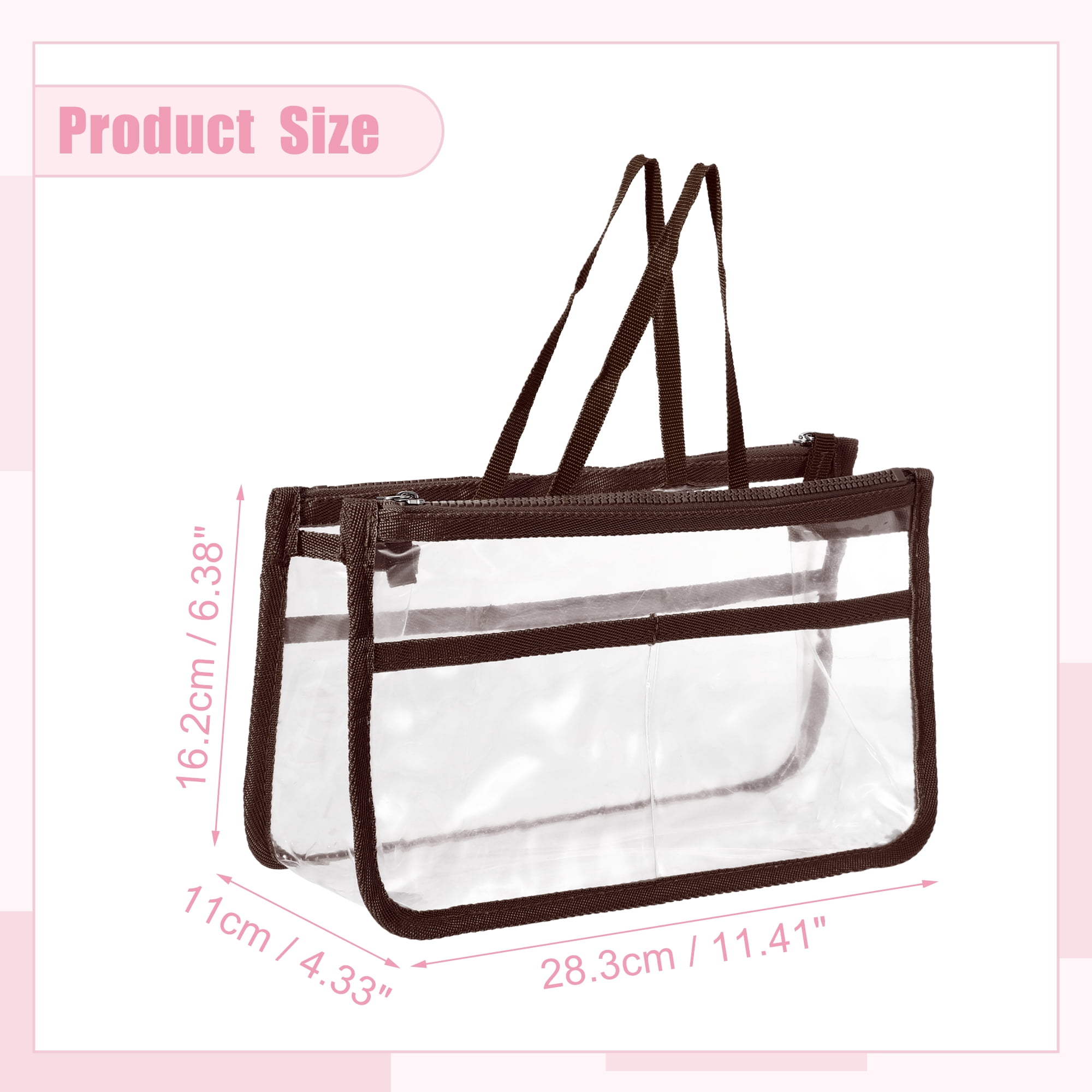 Unique Bargains 1Pc Clear Waterproof Polyvinyl Chloride Toiletry Bag Waterproof Brown
