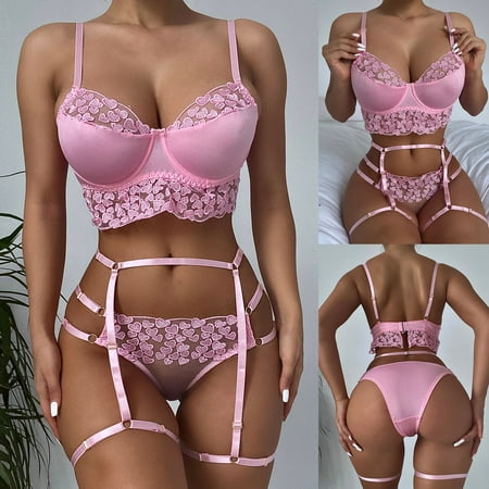 

CHGBMOK Panties for Women Lingerie Corset Lace Free Wire Racy Muslin Sleepwear Underwear Tops+Briefs on Clearance