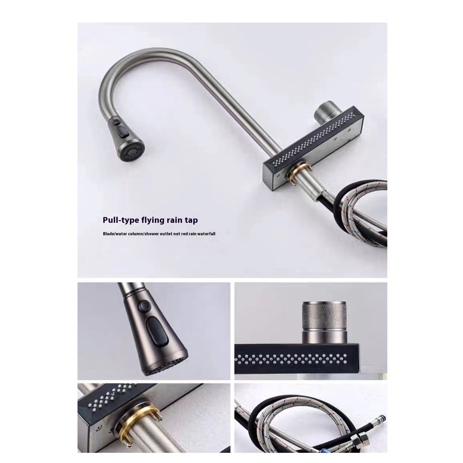 4 Modes 360° Swivel Kitchen Faucet with Pull Down Sprayer Single Handle Kitchen Sink Tap with Knob Control for Kitchen Use