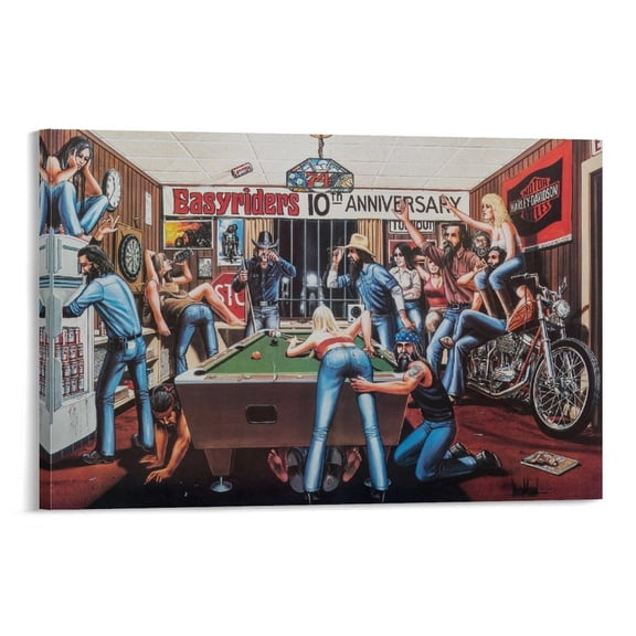 10th Anniversary Motorcycle Rider Poster David Mann- Canvas Wall Art Poster Decorative Bedroom Modern Home Print Picture Artworks Posters 24x36inch(60x90cm)