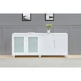 thumbnail image 3 of High Gloss White 4 Door Wood Cabinet Server with Frosted Glass Doors, 3 of 3