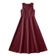 thumbnail image 4 of Virmaxy 3-13 Years Solid Color Satin Sleeveless Floor Length Formal Dress High Waist A Line Gown for Piano Recital Choir Wedding Party, 4 of 7