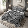 thumbnail image 3 of meiyoeat Monochrome Paisley Bed Spread Queen,Bold Pattern Queen Coverlet Set For Adults,Black White,3-Piece,1 Quilt and 2 Pillowcases, 3 of 7