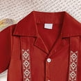 thumbnail image 4 of Ulanda Kids Baby Boys Mexican Outfits Short Sleeve Button-up Guayabera Shirt Shorts Set Fiesta Cinco De Mayo Clothes (Red, 2-3 Years), 4 of 5