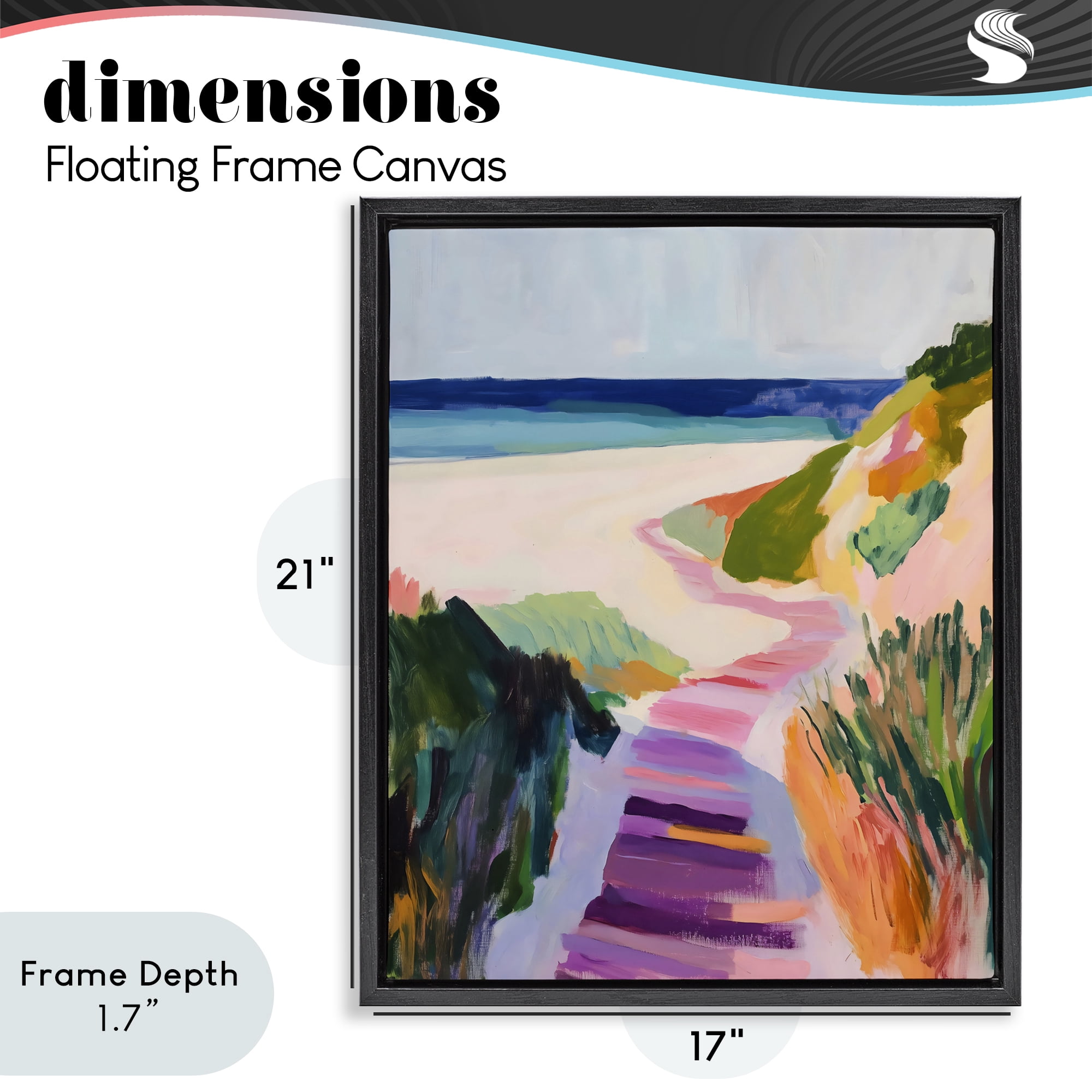 Stupell Industries Pastel Beach Pathway to Shore Black Framed Floater Canvas Wall Art, design by The Prints Vibe