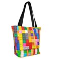 thumbnail image 6 of Defioc Colorful Plastic Blocks Pattern Print Tote Bag for Women,Shoulder Bag with Zipper Casual Tote's Handbag Big Capacity Shoulder Bag with Inner Pocket Fit for Shopping,Office,Travel, 6 of 7