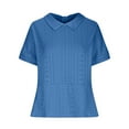 thumbnail image 5 of Timegard Womens Tops Eyelet Lapel Neck Back Button Short Sleeve Comfy Blouse Dressy Casual Tee Tops, 5 of 6