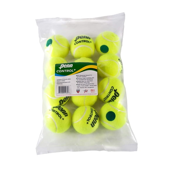 Pelotas de tenis Penn Control Plus Youth Felt Green Dot x12