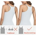 thumbnail image 6 of Women's Cotton Scoop Neck Camisole Racerback Tank Tops With Shelf Bra, 6 of 6