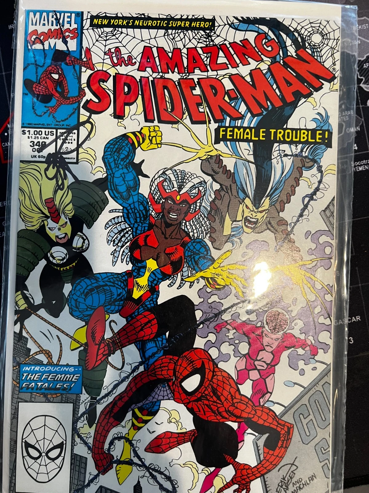 Amazing Spider-Man #348 Signed by Erik Larsen VERY FINE