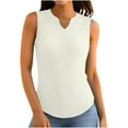 thumbnail image 2 of Nrmvnmi Women's Ribbed Slim Fitted Tank Tops 2024 V Neck Curved Hem Sleeveless Shirts Casual Summer For Mothers day gifts, 2 of 7