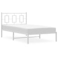 thumbnail image 4 of vidaXL Metal Bed Frame without Mattress with Headboard White 39.4"x78.7", 4 of 9