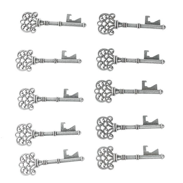 Abrebotellas de cerveza, 10 piezas de llavero con forma de llave de tono antiguo abridor de botellas Plata antigua perfke Colgantes de abrebotellas antiguos