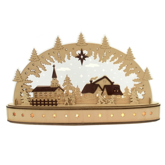 Christmas Led Church Arch Scene Wood Woodworks 132384