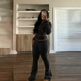 thumbnail image 6 of GILIGEGE Two Piece Sets for Women Women's 2 Piece Outfits Fall Long Sleeve Zipper Hoodie Jacket and Flared Leggings Workout Sets Sweatsuit Black L, 6 of 7