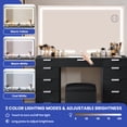 thumbnail image 6 of Uforic Elegant Black Vanity Desk Set with LED Mirror and Glass Top, 6 of 10
