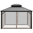 thumbnail image 3 of Patiojoy 12ft x 10ft Patio Hardtop Gazebo Double Vented Roof Outdoor Galvanized Steel Sun Shelter Brown, 3 of 6