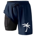 thumbnail image 1 of Board Shorts Male Swim Trunks With Liner Inseam Board Shorts Bathing Suit With Pockets Mens Beach Shorts Dark Blue M, 1 of 4