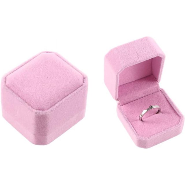 Velvet Ring Earring Display Case Jewelry Box Jewelry Storage Organizer Gift Packaging Box Luxury Ring Box(pink)