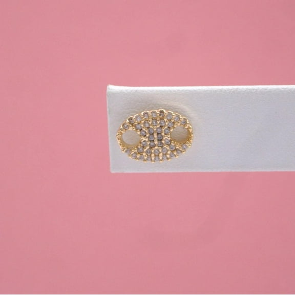 18K Gold Filled Zirconia Mariner Link Stud Earrings