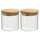 thumbnail image 1 of Tarro de vidrio Uxcell de 10 oz con tapa de bambú hermética, recipiente de cocina de vidrio, tarro de almacenamiento de alimentos claro, 2 paquetes (7.8x7.8cm), 1 of 6