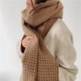 thumbnail image 4 of uvwlwu Scarf for Women, Women Autumn Winter Classic Plaid Tassel Scarf Warm Soft Knit Large Blanket Wrap Shawl Fashion Accessory(Brown,One Size), 4 of 6