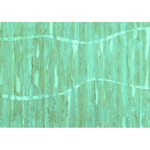 Ahgly Company Indoor Rectangle Abstract Turquoise Blue Contemporary Area Rugs, 7' x 10'