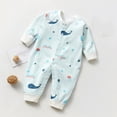 thumbnail image 4 of Bovxnpu Newborn Bodysuits Print Long Sleeve Crewneck Snap Romper Toddler Infant Outfits, 4 of 7