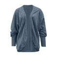 thumbnail image 5 of Breezora Women's Oversized Chunky Knit Cardigan Sweater Batwing Sleeve Open Front Long Wrap Coat Loose Outwear XXL Size Blue, 5 of 9