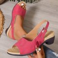 thumbnail image 6 of Domuza Womens Summer Sandals Fashion Open Toe Buckle Strap Low Chunky Heel Shoes Ladies Elegant Work Travel Beach Sandals Red 5.5（EU-36）, 6 of 6