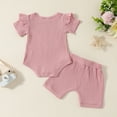 thumbnail image 4 of Tkrady Baby Outfits for Girl Crewneck Short Sleeve Letter Prints Tops Shorts Set, Sizes 0-18 Months, 4 of 7