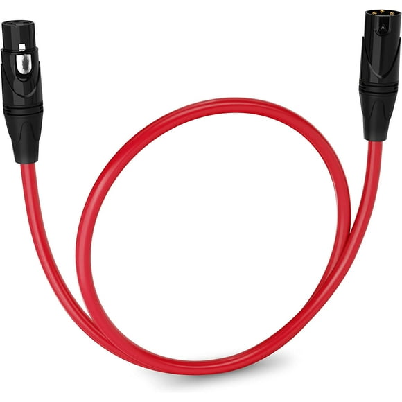 LyxPro 1,5 Pieds Câble Microphone XLR, Mâle à Femelle, Câble Micro 3 Broches, Rouge