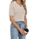thumbnail image 4 of Camisas de manga corta para mujer, blusa cómoda informal de Color puro a la moda para verano, color albaricoque S, 4 of 6