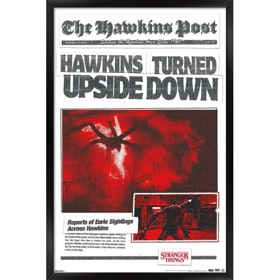 Netflix Stranger Things: Season 5 (2025) - The Hawkins Post Wall Poster, 14.725" x 22.375" Framed