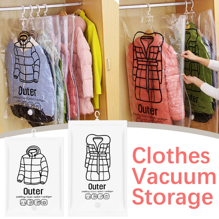 1pc Hanging Vacuum Storage Bags Clothes Storage Bags Reusable Vacuum  Storage Bags Can Be Used For Dresses Coats Down Jackets And Other Clothes -  Home & Kitchen - Temu