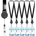 thumbnail image 1 of Lanière avec Support d'Identification (5 Pack) 20 Pouces Polyester Plat avec Enrouleur de Badge Rétractable et Support de Badge Vertical pour Bureau, École, Permis de Conduire (5), 1 of 4