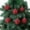 Red, variant on 6-Pack 7cm Fabric-Wrapped Christmas Tree Ornaments in Red and Black with Hanging String