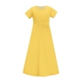 thumbnail image 4 of XMMSWDLA Girls Dresses Girls Maxi Dress Casual Holiday Long Dresses with Pockets 5-14 Years﻿ Yellow Easter Dresses for Girls, 4 of 9