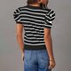 thumbnail image 4 of Camisetas de Manga Corta para Mujeres Camisetas de Manga Corta de Puff de Punto de Moda con Cuello a Rayas, Camisetas de Verano Casuales, 4 of 7