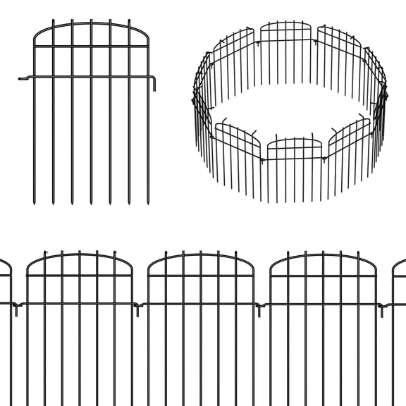 Oumilen Curved No-Dig Decorative Garden Fence Animal Barrier, Outdoor 16.6 "H X 25.8 ft