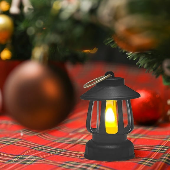 Mini LED Retro Candle Lamp – Handheld Lantern with Ambient Golden Light – Christmas Decor & Camping Light – Waterproof Mini Lantern with Hook – Black or White